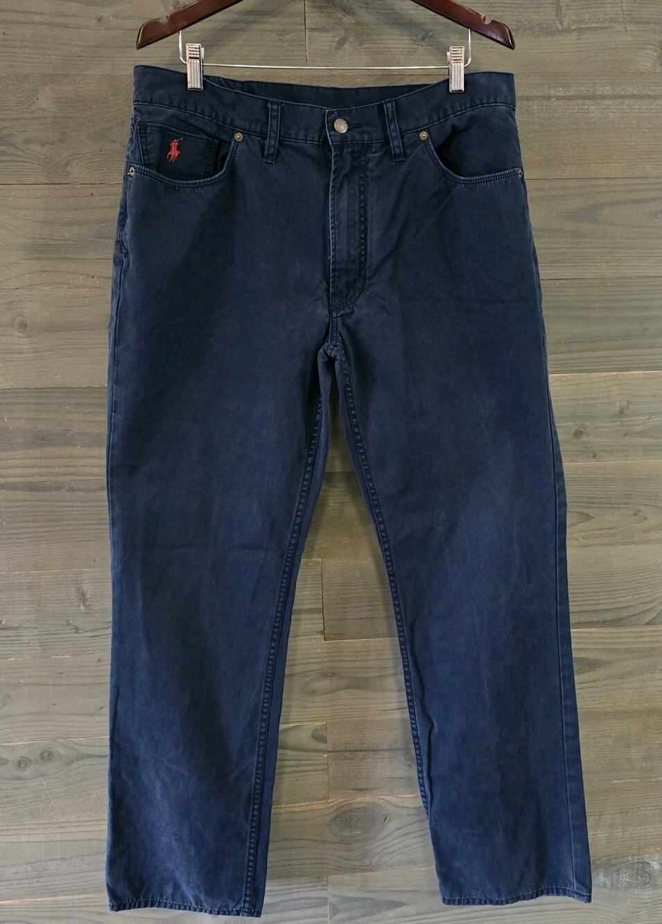 Polo Ralph Lauren Navy Cotton Pants Mens 36x32 Classic Straight Casual Chinos